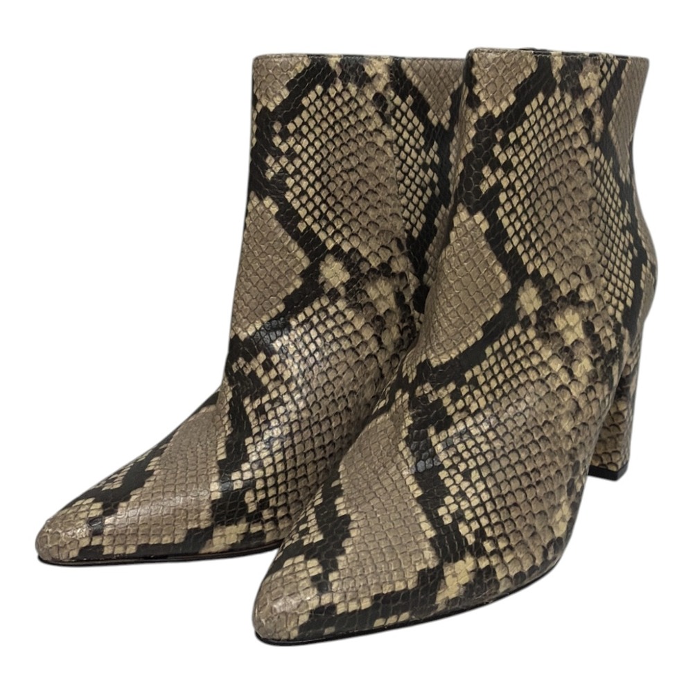 Chelsea & Violet Megan Snakeskin Print Leather Ankle Boot Size 7.5M 3.5" Heel - Picture 2 of 9